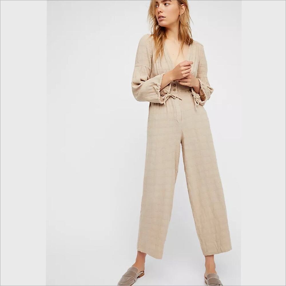Free People True Lovin Linen One-Piece Jumpsuit // Size Small‎
